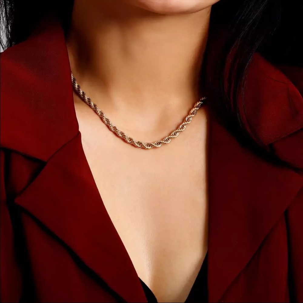 NEW 18K TWISTED CUBAN CHOKER NECKLACE - Picture 2 of 6